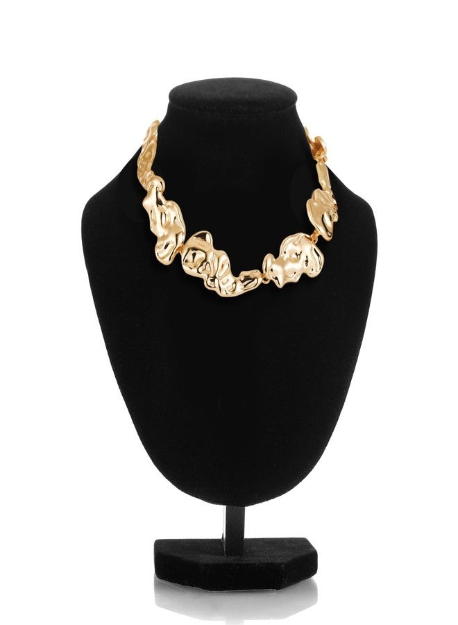 Xyulaan Gold Chunky Necklace for Women, Irregular Design Choker Necklace, Punk Style, 14 Inches, Gold Zinc Metal, One Size, Perfect for Women's Collarbone Area, Great Gift for Any Occasion - Image 5